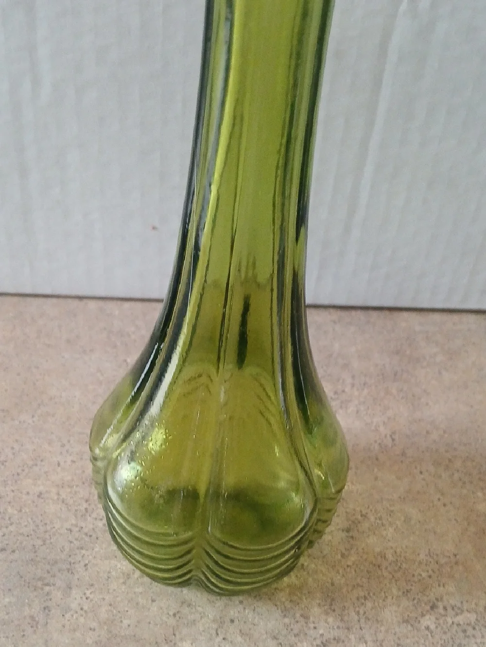 Avon Green Glass (Empty) Bath Oil Bottle with Bulb Stopper